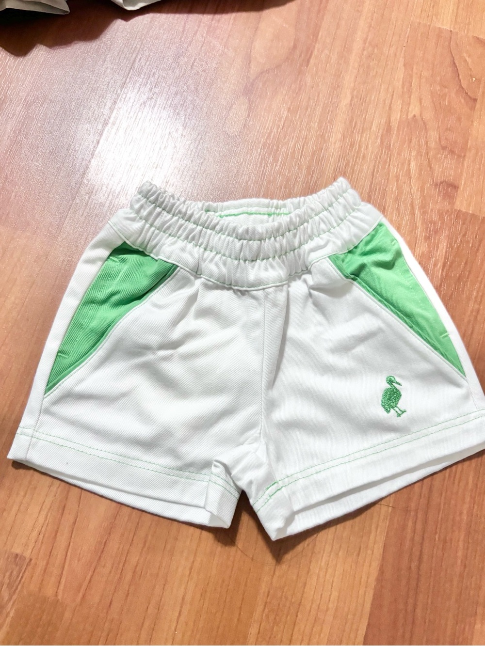 TBBC White & Mint Green Girls Athletic Shorts with Embroidered Logo